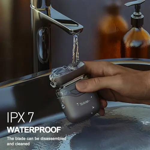 Mini Electric Razor, Electric Shaver for Men,Upgraded Foil Shaver with 3 Blade Heads IPX7 Waterproof Wet/DryUSB Rechargeable LED Display 7