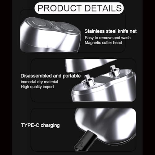 New Model Mini Dual-Head Electric Shaver, Mini Razor Dual Head Portable,Double Head Razor, Pocket Size Washable Electric Razor (Silver) 5