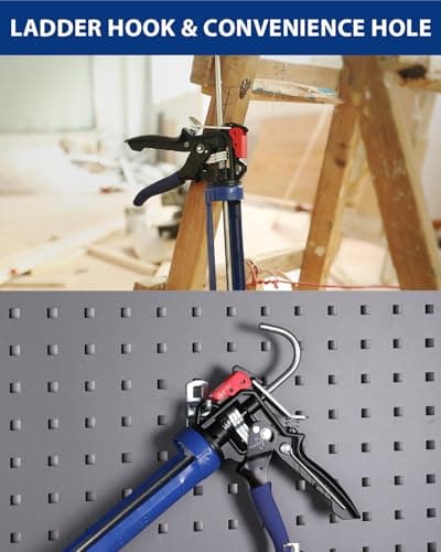 WORKPRO Caulking Gun, Adjustable Hand Caulk Gun, Less-Dripping Regulating, Sealant Silicone Gun with Comfort Grip, 9:1 & 18:1 Thrust Ratio, Smooth Round Rod for 10oz Caulk Tubes 5