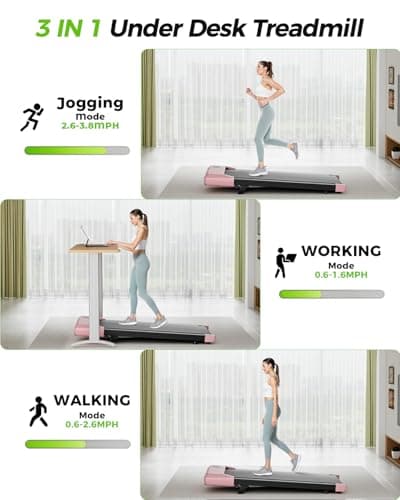 SupeRun Walking Pad, Under Desk Treadmill, 3 in 1 Portable Treadmill with Remote Control LED Display, 2.5 HP Quiet Walking Jogging Machine for Office Home Use, 300 Lbs Capacity 5