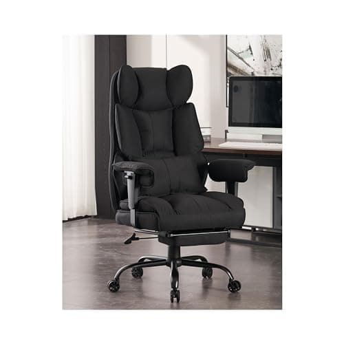 Efomao Big and Tall Office Chair 400 lb Weight Capacity, High Back Executive Office Chair with Foot Rest, Fabric Computer Chair for Back Pain Relief, Black 9