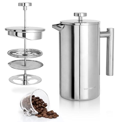 Mixpresso Stainless Steel French Press Coffee Maker 26 Oz 770 ml, Double Wall Insulated French Press Stainless Steel, Easy Clean Tea Brewer, Easy Press Durable Metal Coffee Press