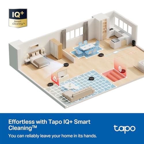 Tapo Ultra-Slim LiDAR Smart Navigation Robot Vacuum and Mop with Self-Emptying Dock, 5300Pa Max, 97%+ Dust Pickup Rate, Self-Charging, Compatible with Alexa & Google Home, RV20 Max Plus 9