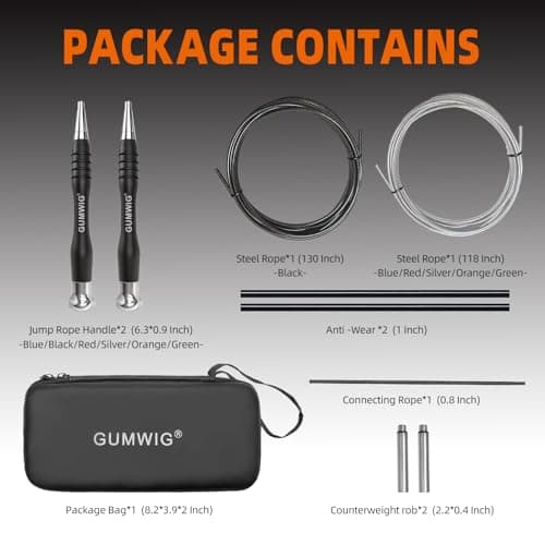Gumwig Speed Jump Rope, Removable Weighted Double Under Jumping Rope for Men, Trainning Skipping Rope for Women, Easy to Adjust Length with a Self-Locking System, Crossfit Fitness for Adults Kids 6