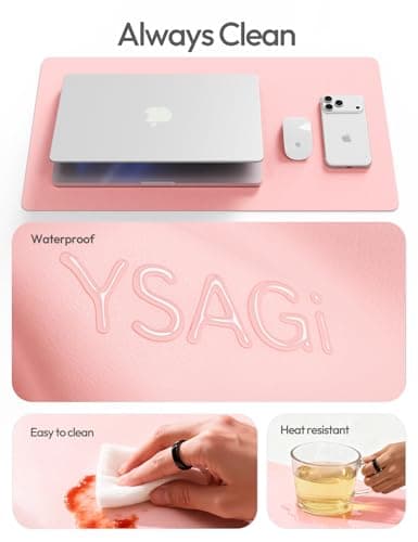 YSAGi Leather Desk Protector, Office Mat, Large Mouse Mat, Non-Slip PU Leather Blotter, Laptop Pad, Waterproof Writing Pad for Office and Home (Light Pink, 23.6" x 13.8") 8