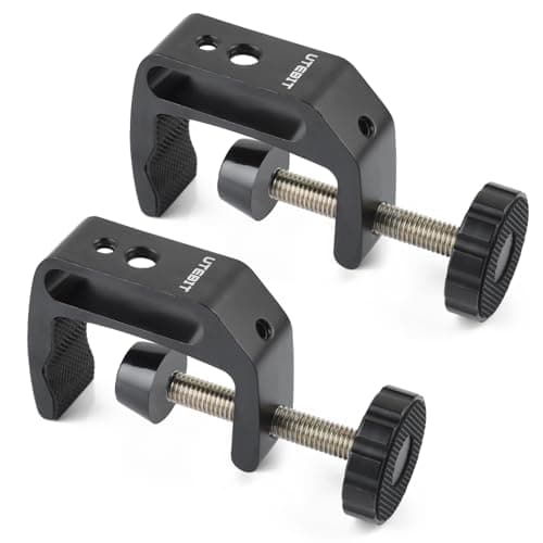 UTEBIT Universal C-Clamp for Desktop Mount Holder, 3.7"-5.7" C-Clamp Aluminum Support Clamp with 1/4" and 3/8" Thread for Desktop Mount Tables Desk, Black (2 Pack) 8