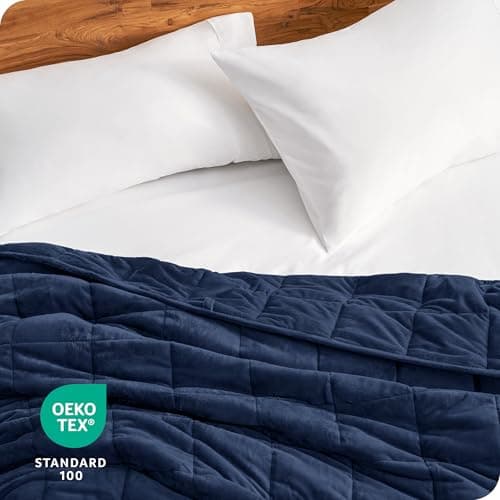 Bare Home Weighted Blanket Twin or Full Size 10lb (40" x 60") - Minky Fleece - Premium Heavy Blanket Nontoxic Glass Beads (Dark Blue, 40"x60") 7
