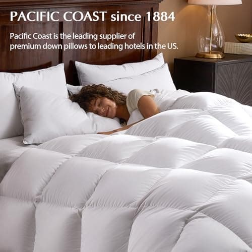 Pacific Coast Pillows Queen Size Set of 2, Goose Feather and Down Pillow for Sleeping, 3-Chamber Hotel Pillow for Side Sleepers and Back Sleepers 6