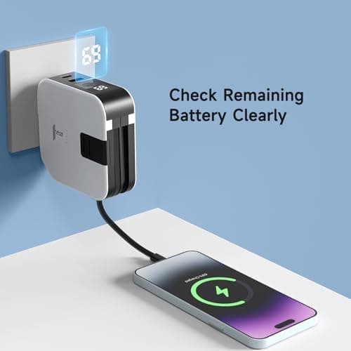 Tlsic Powerpack Universal 5 in 1 Travel Power Bank - for Magsafe Battery Pack,10000mAh Power Bank with Built in Cable - Wireless Portable Charger for iPhone 15/15 Pro/ProMax, iPhone 14/13/12 Series 6