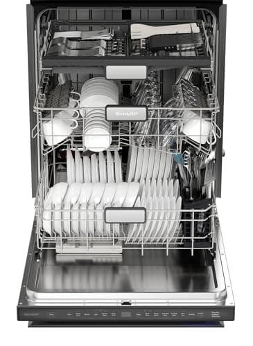 Sharp SDW6736MS 24-inch Stainless Steel Dishwasher, Third Rack, Library Quiet 47 dB, Power Wash Sprayer 10
