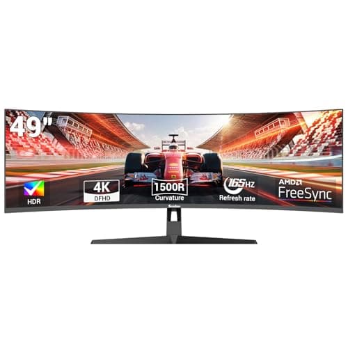 Sealan 49" Curved Gaming Monitor 165Hz Ultrawide 32:9 WDFHD 3840 x 1080P,1500R,125% sRGB,HDR400, AMD FreeSync,HDMI 2.1 & DP 1.4,Wall Mount Install - Black