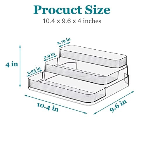 Zilphoba 2pcs Acrylic Rack, No Assembly Clear 3 Tier Condiment Bottle Shelf Vanity Organizer for Cabinet Kitchen Bathroom 5