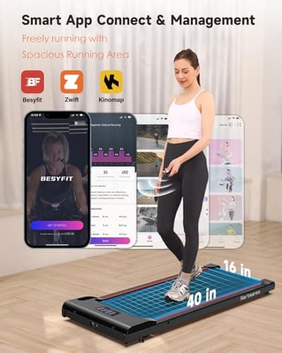 Hartwares Walking Pad Under Desk Treadmill, 2 in 1 Portable Treadmills for Home, 2.5HP Brushless Motorized Electric Walking Treadmill, Small Running Jogging Machine for Home Office, 265 Lbs Capacity 5
