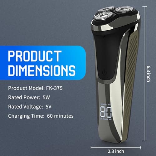 Snapbuy Electric Razor for Men, Waterproof Cordless Shaver with 90-Min Runtime,4D Floating Precision Blades System, Fast Charging, Travel-Friendly for Wet & Dry Use (Blue) 7