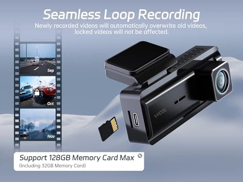 VYCOL Dash Cam 2.5K WiFi, Dash Camera for Cars with 32GB Card, Mini Dashcam Car Camera, WDR Night Vision,Voice Control, 24H Parking Mode, Support 128GB Max, Front Camera Only 6