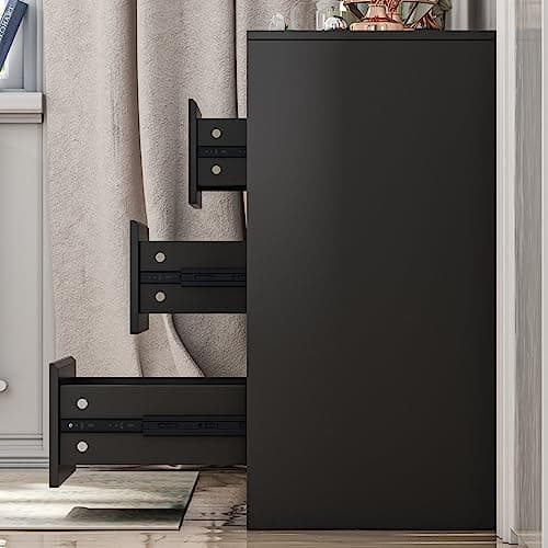 Homsee 9 Drawers Double Dresser, Modern Wood Dresser Chest of Drawers with Large Storage Space for Bedroom, Black (63”L x 15.7”W x 31.5”H) 7
