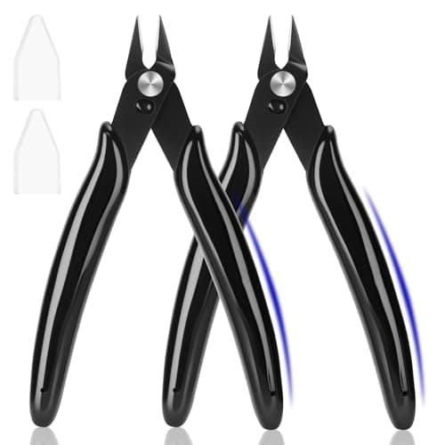 EamPrsk 5 Inch Flush Cutters, 2 Pack Micro Wire Cutters, Sharp Zip Tie Cutter, Precision Wire Cutters for Crafting, Jewelry Making, Plastic Models, 3D Print, Electronics, Floral