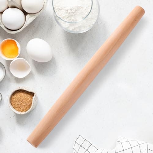 French Rolling Pin (18.92Inches) –WoodenRoll Pin for Fondant, Pie Crust, Cookie, Pastry, Dough –Tapered Design & Smooth Construction - Essential Kitchen Utensil- Easy Clean Handle