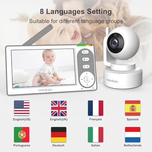 HelloBaby 4.3'' Video Baby Monitor with 30 Hours Battery, Remote Pan-Tilt-Zoom Baby Monitor No WiFi, Baby Monitor with Camera and Audio, Night Vision, ECO Mode, Two-way Talk, 8 Lullabies, 1000ft Range 9