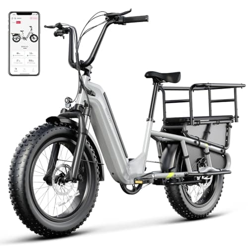 SISIGAD Electric Bike for Adults Peak1500W,E Bike 48V 15Ah Removable Battery Max Range 80Miles, 28Mph Ebikes for Adults,20 * 4" Fat Tire Cargo Electric Bicycle,450lbs Capacity (White Gray)