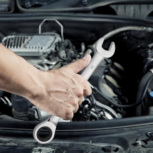 VEVOR Combination Wrench Set, 30-Piece Ratcheting Wrench Set with Organizer Rack, Cr-V Steel Wrench Set SAE 1/4" to 1", Metric 8 mm to 24 mm, Ideal for General Household, Garage, Workshop, Emergency 8