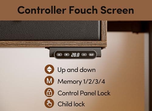 BANTI Height Adjustable Electric Standing Desk with 4 Drawers, 55 x 24 Inch Table with Storage Shelf, Sit Stand Desk, Rustic Brown Top 5