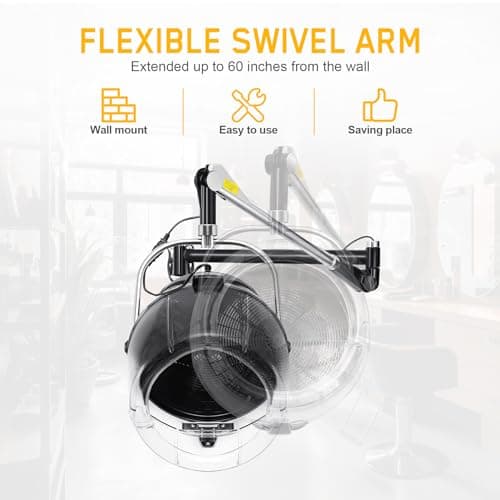 TRY-YEAN Wall Mounted Hair Dryer with Swivel Arm, Multifunctional Hair Processor Machine for Hair Care, Hair Dyeing, Oil Baking, Cold perm Heating, Drying and Styling 6