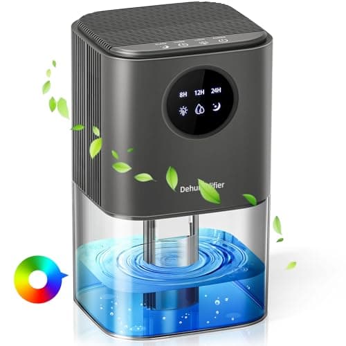 Dehumidifier for Bedroom, ANOEPUY 58oz Small Dehumidifier for Home Bathroom, Portable Dehumidifiers with Auto Shut-Off, Sleep Mode for Bathroom, Basement, Bedroom,Closet, RV,Gray (300 Sq.Ft)