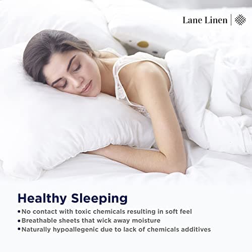 Lane Linen 100% Organic Cotton Pillow Cases Standard Size Set of 2 (20"x26") - Cotton Pillowcases Standard Size - Soft Navy Blue Pillow Cases Set of 2 - Standard Pillowcase Pack of 2 - Navy Blue 5