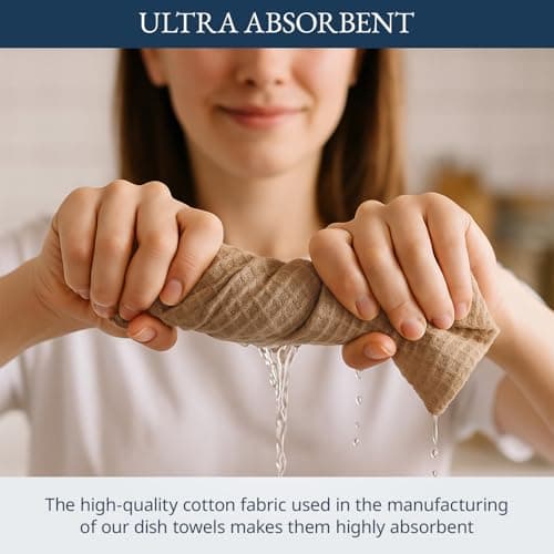 LANE LINEN Cotton Kitchen Towels and Dish Cloths Set, 6-Pack – Absorbent, Quick-Drying Dish Towel, 18" x 28", Soft, Premium Hand and Tea Towels - Beige 5