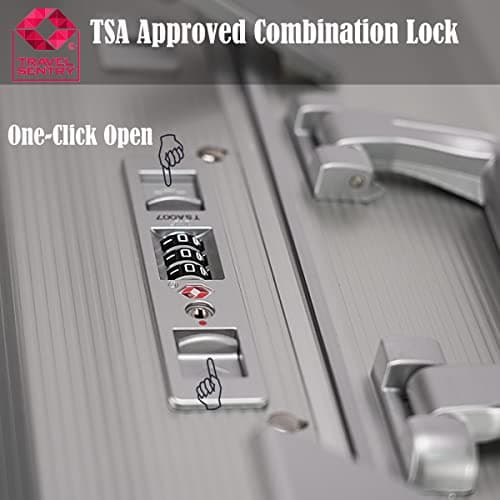 Sindermore Carry-on Luggage: Silver 20 inch Aluminum-Made Hardshell Suitcase with Spinner Wheels - Zipperless - USB-C Port - TSA Locks - Weekend Getaways International travel Business 5