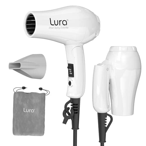 Foldable Travel Hair Dreyr Mini:Dual Voltage Small Lightweight Blow Dryer for International Travel,1200w Compact Hairdryer with Concentrator and Travel Bag(White)