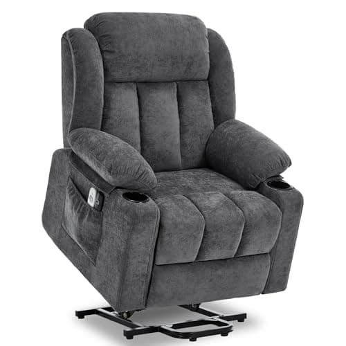 Sfxingyou Power Lift Recliner Chair for Elderly with Massage and Heat, Recliner Chairs for Adults, Upgraded Fabric Reclining Sofa Chair with USB & Type-C Ports and Cup Holders, L1288(Grey)