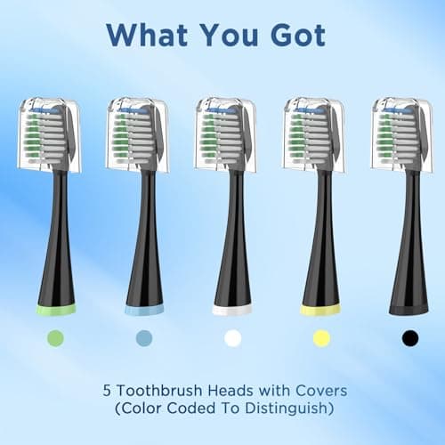 Replacement Toothbrush Heads for Waterpik Complete Care 5.0/9.0 (CC-01/WP-862), with Covers, 5 Count, Black 5