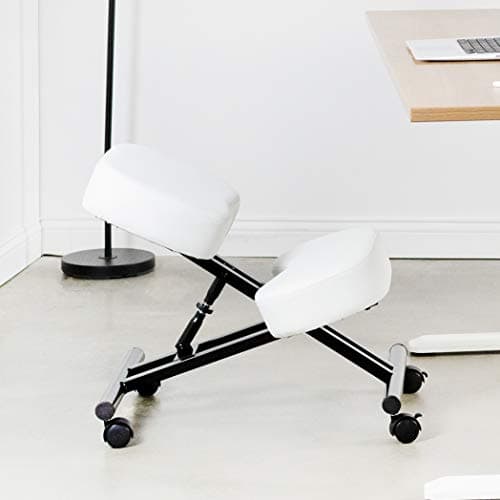 DRAGONN by VIVO Ergonomic Kneeling Chair, Adjustable Stool for Home and Office - Improve Your Posture with an Angled Seat - Thick Comfortable Cushions, White, DN-CH-K01W 2