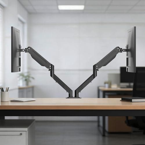 Dual Monitor Arm 32inch, Dual Monitor Mount, Monitor Desk Mount, Dual Monitor Stand Vesa Bracket, Monitor Stands for 17-32inch & 22lbs Monitors VESA Mount Computer Monitor Arm, Double Gas Spring Arm 5