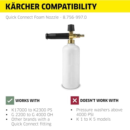Kärcher Foam Cannon for Electric Pressure Washers up to 4000 PSI - Quick-Connect Fitting - Great for Vehicle and Car Wash 6