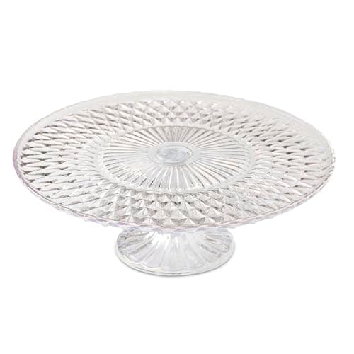 Amici Home Rochester Footed Glass Cake Stand | Round Vintage Style Cake Plate | Serving Platter for Cupcakes, Cookies | Dessert Display Stand for Parties, Weddings, and Gift (Iridescent Luster)