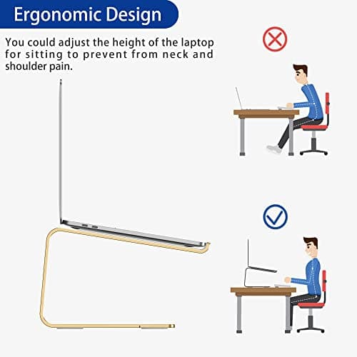 BESIGN LS03 Aluminum Laptop Stand, Ergonomic Detachable Computer Stand, Riser Holder Notebook Stand Compatible with Air, Pro, Dell, HP, Lenovo More 10-15.6" Laptops, Gold 8
