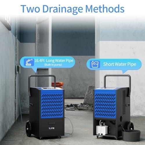 TOTTE 160 Pint Commercial Dehumidifier with Pump up to 8000Sq. Ft, 24H Timer, 20-90% Humidity Control, Dehumidifiers with drain hose, Auto Defrost, Auto Restart, for Basement, Industrial,Crawl Space 8