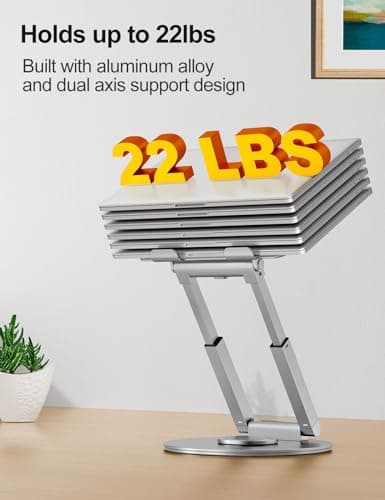 tounee Telescopic Laptop Stand for Desk with 360° Swivel Base, Sit to Stand, Height Adjustable, Portable Riser Holder for Good Posture, Compatible with All Laptops 10-17"-Silver 6