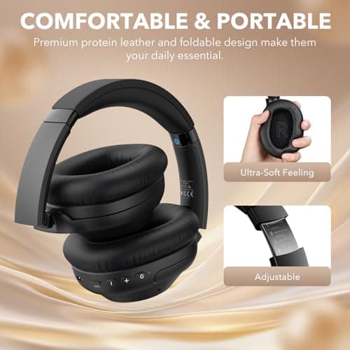 YMOO Active Noise Cancelling Headphones for Airplane Travel, LDAC Hi-Res Audio, Wired and Wireless ANC Headphones, 100H Playtime Over Ear Headphones, Custom EQ via App, Bluetooth 6.0 Headset for All 7