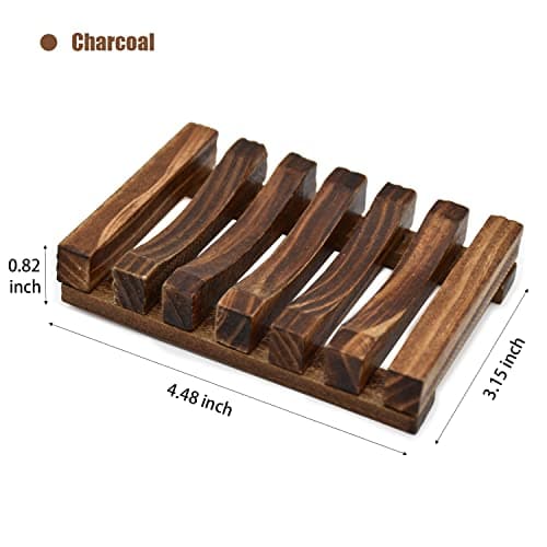 3 Pcs Natural Wooden Soap Dish Holder for Shower, Self Draining Soap Tray for Bathroom, Extend Soaps Life and Keep Dry 5