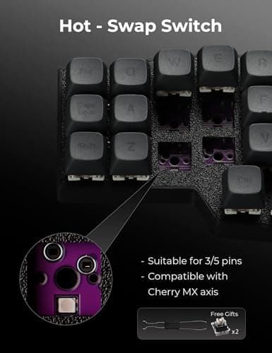 YIVU Corne V4.1 Split Ergonomic Keyboard, 40% 3x6 Ortholinear Layout, Hot-Swappable Mechanical Keyboard with Per-Key RGB, Vial and VIA Programmable, Comes with Pre-Lubed Linear Switches (Wired) 7