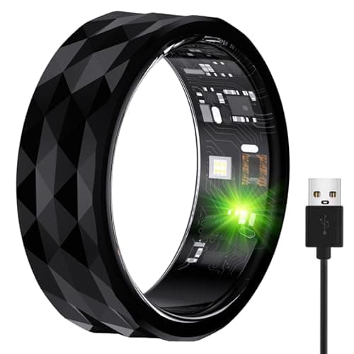 Smart Ring, Activity & Fitness Tracker Ring for Women/Men, No APP Subscription, Fitness Tracking Smart Ring with Calories/Heart Rate/Blood Oxygen/Sleep Monitoring, IP68 Waterproof (Black, 9#)