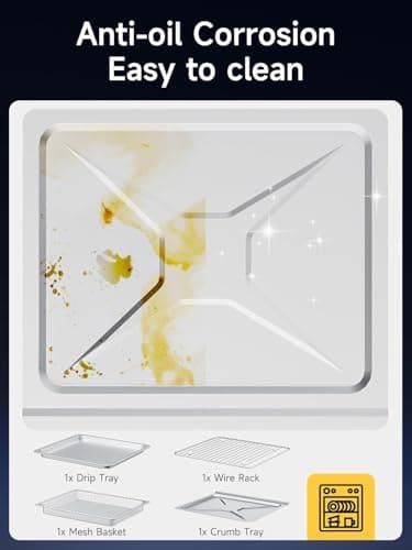 Kitchen Elite Air Fryer Toaster Oven Combo, 26.4 Qt Convection Oven Countertop, 18-in-1, Stainless Steel Large Airfryer, 4 Zone with Accessories, Digital Full Touch Screen, Easy to Clean 6