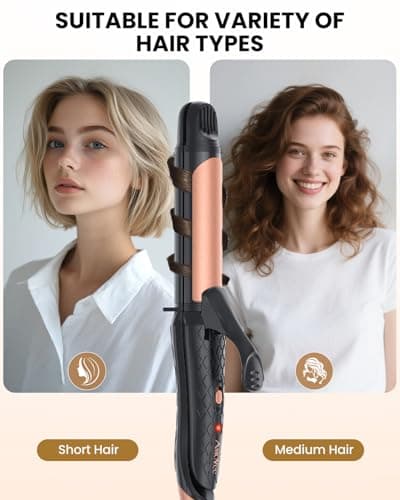 Dual Voltage Curling Iron 2-in-1 Curling Iron 1 Inch,(100V~240V) Dual Voltage Hair Straightener Travel CurlingIron European Flat Iron(Black) 7