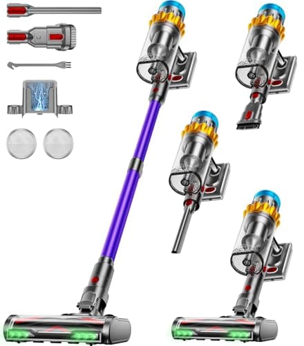 Cordless Vacuum Cleaner, 60KPA 75Min 650W Motor Powerful Vacuum Cleaners for Home, Self-Stand Cordless Stick Vacuum Rechargeable Anti-Tangle/LED Screen/1.8L Cup for Home Pet Hair/Carpet/Hardwood Floor