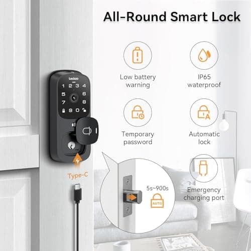 Video Smart Lock with Doorbell, 3 in 1 Keyless Entry Door Lock, Built-in WiFi Camera Deadbolt Lock for Front Door, Fingerprint, Keypad Code, App Control, Voice Control, Auto Lock, IP65, Video Calling 5