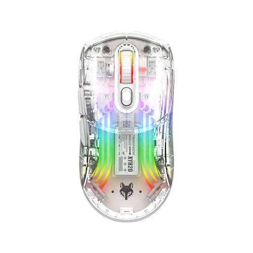 Attoe Bluetooth Wireless Mouse, Transparent RGB Mechanical Dual Mode Gaming Mouse, A Must-Have Cool USB Computer Mouse for Gaming and Esports